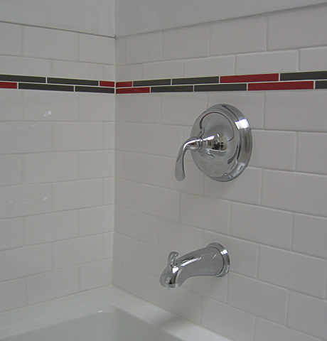 white subway tile with color trim