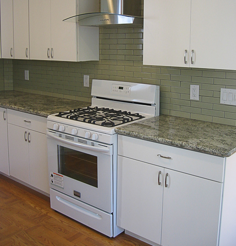 granite with tiled back splash